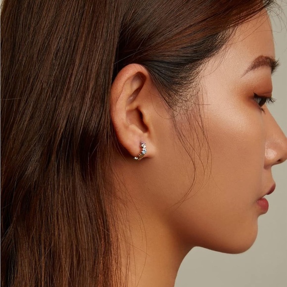 O82 - 🐾 Colorful Dog Cat Paw Footprint Earrings Sterling Silver 925 - Picture 2 of 7